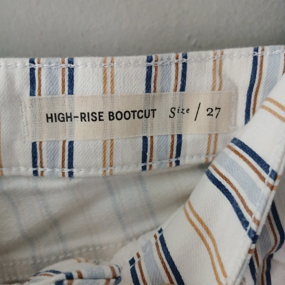 Anthropologie Pilcro Women's Size 27 High Rise Boot Cut Pants Raw Hem Striped
